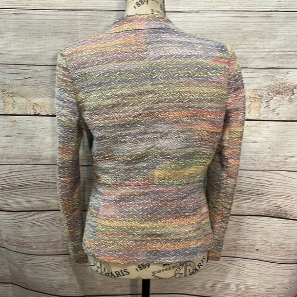 Lafayette 148 Blazer Pastel Rainbow Peplum Lightweight Pockets Textured Size 6 - Picture 6 of 9